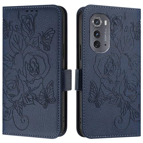Étui protection Motorola Moto Edge 2022 housse antichoc portefeuille bleu 5G UW