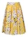 Persun Women's Sakura Print High Waist Pleated Skater Skirt,Onesize,Yellow
