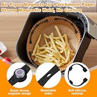 LOVLEX 4 Stück Magnete für Airfryer Backpapier Silikon - 17.5cm Länger, Verhindert das Verrutschen und Abdecken von Lebensmitteln -Heißluftfritteuse Zubehör für Ninja, Philips, Cosori (Schwarz) – Ansicht 4