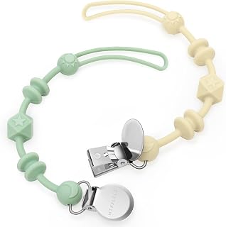 MISSLILI Baby Silicone Pacifier Clip Holder with One-Piece Silicone Pacifier Clip, Set of 2 Soft Flexible Pacifier Clips Binky Clips for Boys and Girls.
