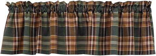 Park Designs Farmhouse Kitchen Valances for Windows - Plaid Pine Lodge - Thumbnail 4