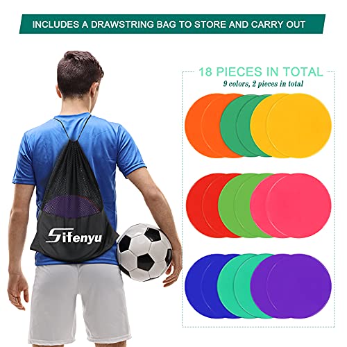 Sifenyu Spot Markers 9Inch 10Inch 18Pcs Rubber Agility Dots Flat Cones Non Slip Sports Dots Floor Spots Agility Markers For Kids Soccer Football Basketball Speed Agility Training, Classroom Activities #TOP4