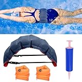 1PCS Swim Belt,2PCS Arm Floaties, Inflatable Swimming Waist, Portable Flotation Arm & Waist Belt for Water Aerobics Women for Adults Kids Children with Inflatable Pump Swimming Beginner -  MolingRitar