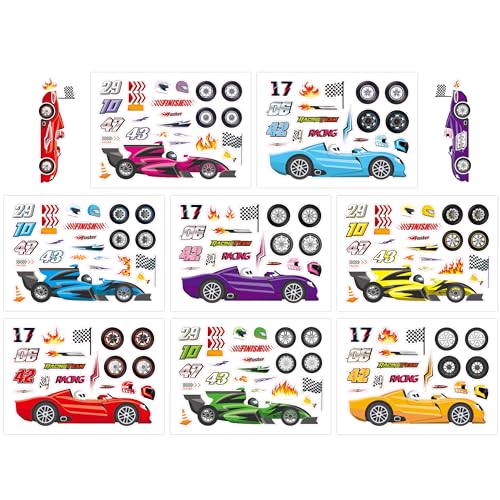 24 Sheets Make Your Own Race Car Stickers for Kids Toddlers, Make a Face Stickers, Kids Craft Activities for Toddlers, Birthday Party Favors, Classroom Art Supplies, Teacher Rewards, Preschool Gift