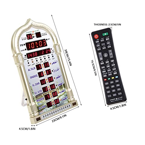 Horloge islamique numérique azan avec calendrier mural et prise UE - 5