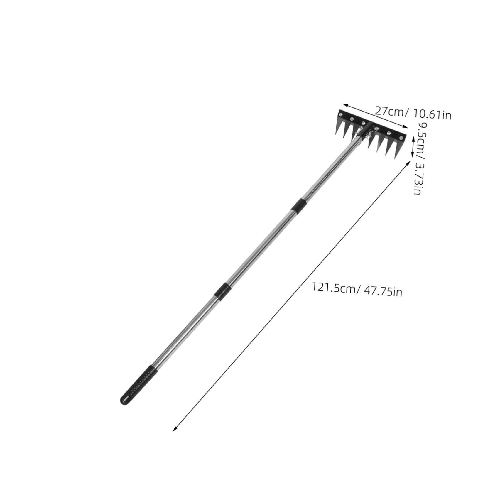 BESPORTBLE Rastrillo de Jardín de Mano, Rastrillo para Deshierbe y Aflojar Suelo, Aluminio, Plástico E Hierro, 8 Dientes, Mango Ajustable y Cabezal Desmontable, Negro, para Jardinería y
