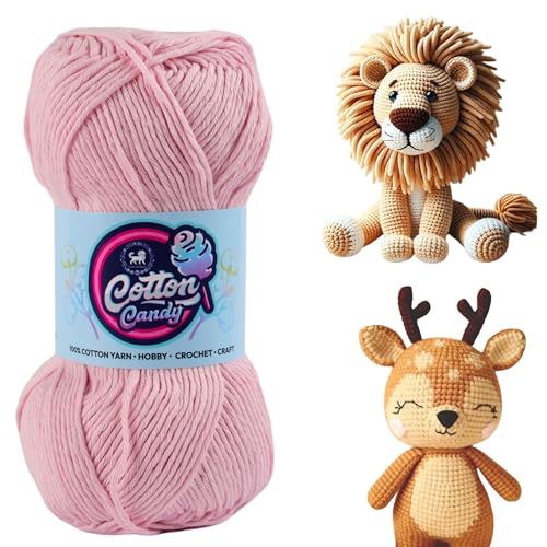 Image of NESTNHAVEN Cotton Candy 100% Cotton Yarn - (100g, 185 Meters) - Luxury Yarn for Crochet, Amigurumi, Embroidery, Toys, Garments, Flowers and Hobby, Projects. (Baby Pink) | (200 Gm)