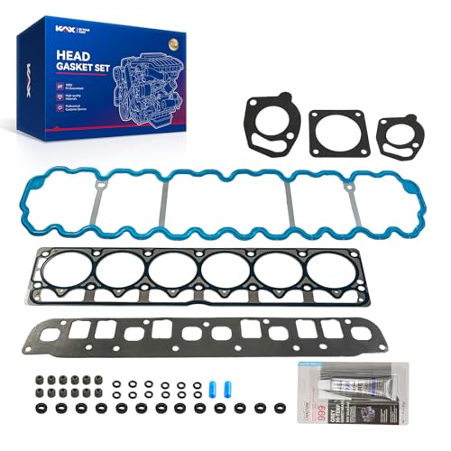 Image of KAX Engine Cylinder Head Gasket Set Compatible with Jeep Wrangler 2000-2003, Grand Cherokee 1999-2003, Cherokee 1999-2001 4.0L, Head Gasket Kit, OE# HS 9076 PT-4, 53020754AB, 53020758AC, MS93094