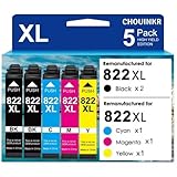 for 822XL Ink Cartridges Latest Upgrade Remanufactured for Epson 822XL 822 XL Ink Cartridges Use with WF-3820 WF-3823 WF-4820 WF-4830 WF-4833 WF-4834 Printer (2 Black Cyan Magenta Yellow, 5 Pack)