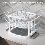 Sac de séchage pour biberons,3-Tier Organisateur de comptoir de grande capacité avec 360° Ventilation, bac à drague amovible, base antidérapante – Support de bouteille facile à nettoyer pour les accessoires pour bébé