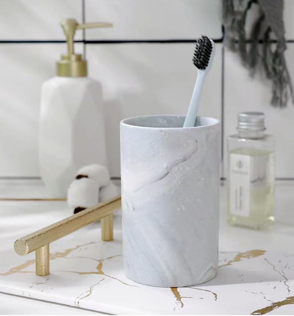 Marble ceramic mug, creative toothbrush holder, simple drinking cup. (Grey)