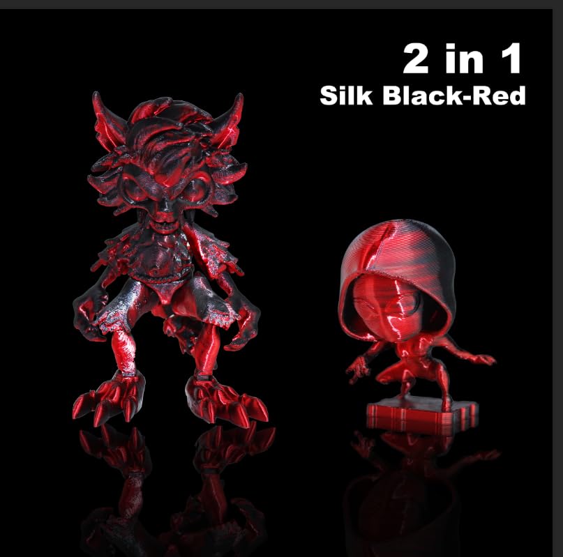 Image of LOVOON PLA 3D Printer Filament Silk Bundle 2KG, PLA Filament 1.75mm Shiny Dual Color Change by Angle, 3D Printing Filament Bundle of Silk Black /Red, 1KG X 2 Spools