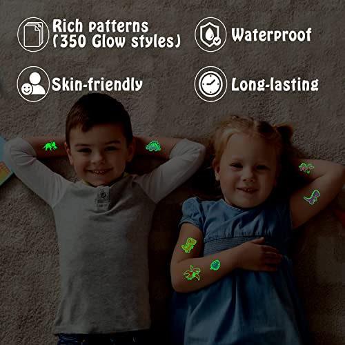 Partywind 350 Styles Glow Dinosaur Party Favors For Kids, 30 Sheets Luminous Dinosaur Temporary Tattoos For Boys Birthday Party Supplies, Toddler Gifts Goodie Bag Stuffers For Dino Party Decorations #TOP1