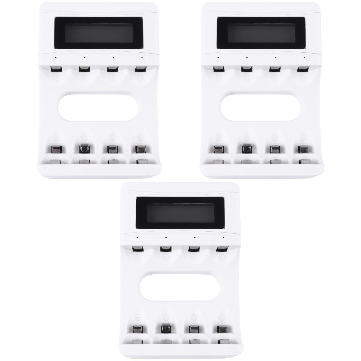 jojofuny 3pezzi Caricatore Usb Lcd Per Batterie Ricaricabili Slot Con Display Intelligente e Sicurezza Automatica Carica Batterie Contemporaneamente Interruzione Automatica Caso Di