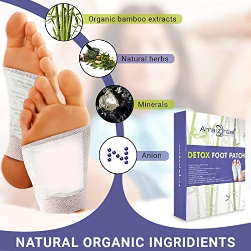 Image of AMAZHEAL Premium Foot patches, Cleansing Toxin Remover Foot Pad, Stress Relief Sleep Patch, For Men & Women, 20 Pieces (Pack of 10)