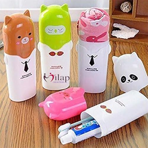 Image of Plastic Anti Bacterial Toothbrush & Toothpaste Holder for Travel Storage Holder Random Colour Pack 1