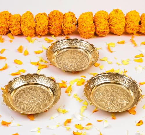 Best Puja Thali Sets: Stainless Steel vs Brass 52 Klassic Small Brass Puja Thali/Bhog Thali for Mandir with Flower ...