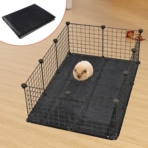 Wasserdichte Haustier-Laufgittermatte 120 x 100cm, Wiederverwendbare Matte für Meerschweinchen Käfig für Frettchen, Andere Kleintiere, Schwarz Faltbare Pflanzmatte für Haustiergehege und Gartenarbeit