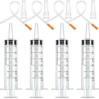 Tondiamo 4 Pack Lamb and Goat Kid Feeding Kit with 60ml Syringes and 12.6 Inch Clear Feeding Tubes