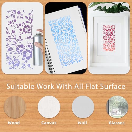 16 Stück Kunststoff Schablonen Set, 22 X 10 Cm Schablonen Textilgestaltung Abstrakte Schichtschablone Wiederverwendbare Malschablonen Schablonens für DIY, Möbel, Holz, Boden, Scrapbooking, Handwerk