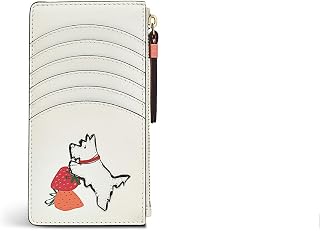 London Fruity Tooty Medium Ziptop Coin Purse for Women, Made from Chalk Smooth Leather with Print and Appliqué Design, Folded Purse with Six Interior Card Slots & Zipped Pockets