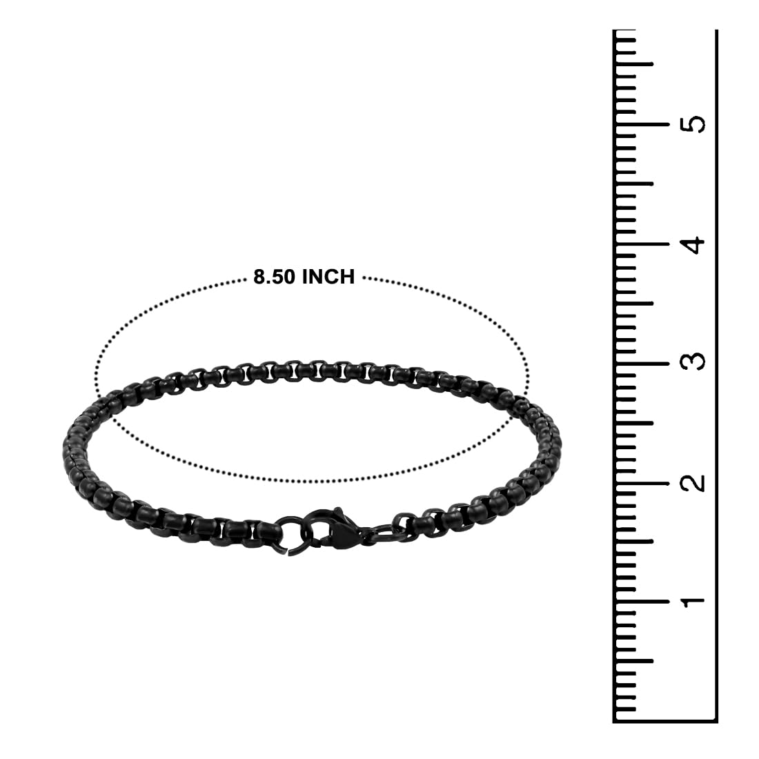Stainless Steel Wrist Bracelet Chain Combo (Black + Black)