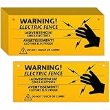 Blulu 16 Pieces Electric Fence Warning Signs 10 x 4 Inch Plastic Danger Electric Fence Signs Safe Caution Warning for Farm Home