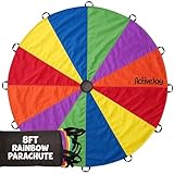 Activejoy- Parachute for Kids - 8 FT Rainbow Parachute for Kids with 8 Handles - 8 ft Play Parachute Game for Kids
