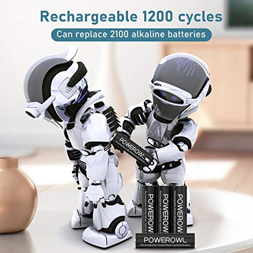 Powerowl Rechargeable Aa Batteries With Advanced Individual Cell Battery Charger, High Capacity Low Self Discharge Ni-Mh Double A Battery (8 Count) #TOP2