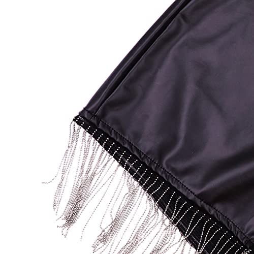 Eilova Orityle Womens Casual Shorts High Waisted Faux Leather Shorts With Tassel Trim Fringe Pu Shorts Party Clubwear Black #TOP6