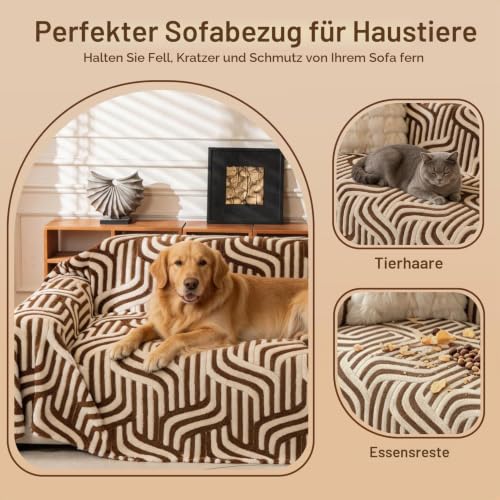 WEYOND Weicher Plüsch Sofa Überzug, 180 x 300 cm, Dunkelbraun – Ansicht 3