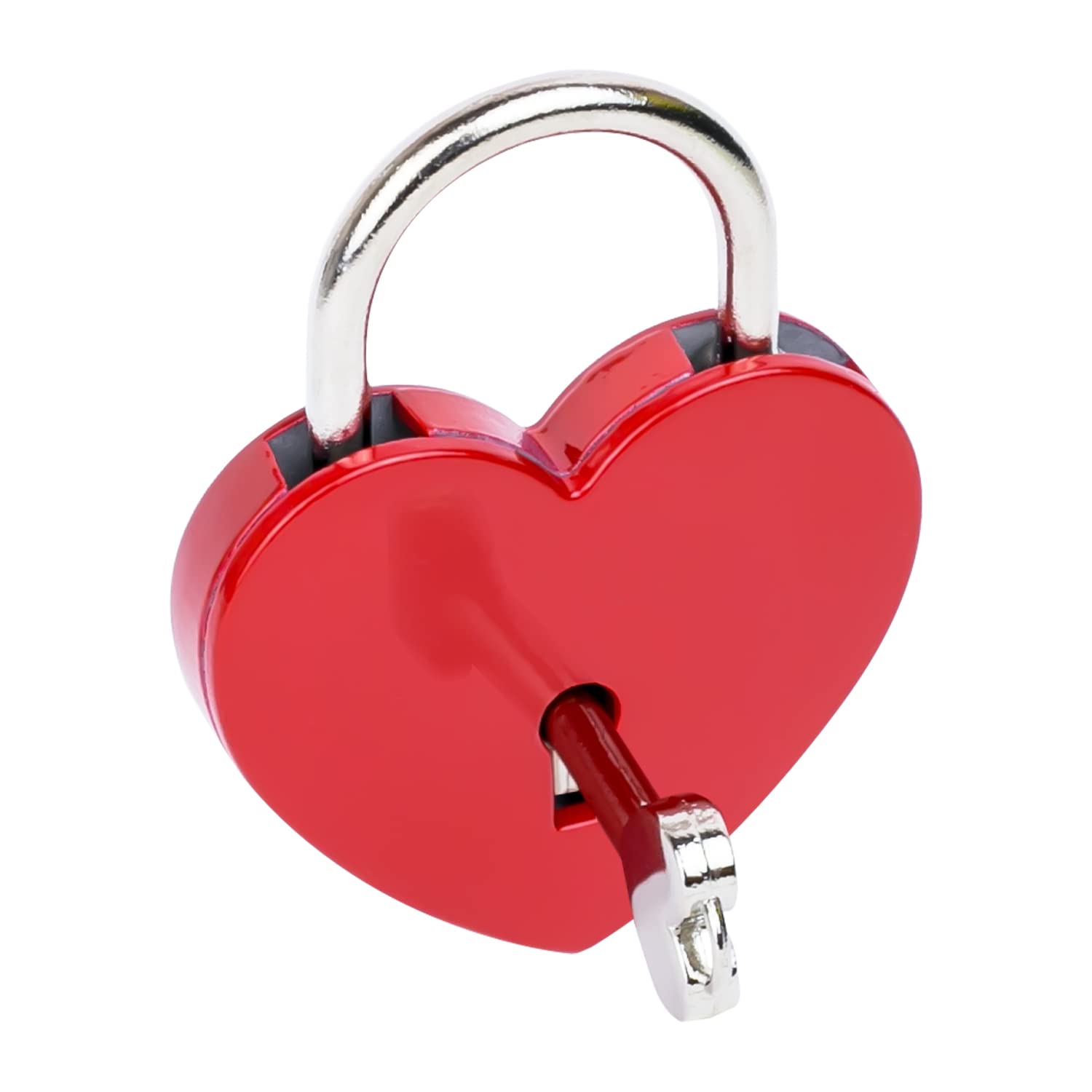 HMF Mini Decorative Padlock with Key in Heart Shape, Red, 59 mm - Image 3