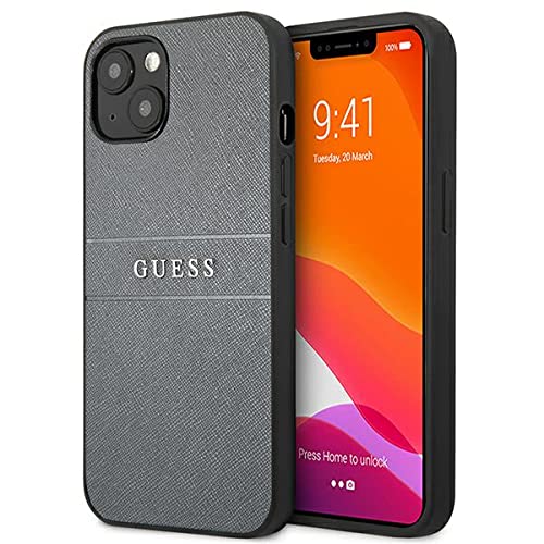 GUESS GUHCP13SPSASBGR Coque pour iPhone 13 Mini 5,4" avec Sangle Saffiano Grise