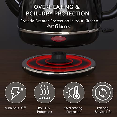 Anfilank Gooseneck Electric Kettle, 1L 1500W, 100% Stainless Steel Bpa Free Electric Tea Kettle With Auto Shut & Boil Dry Protection. Water Kettle For Pour-Over Coffee & Tea - Black #TOP4