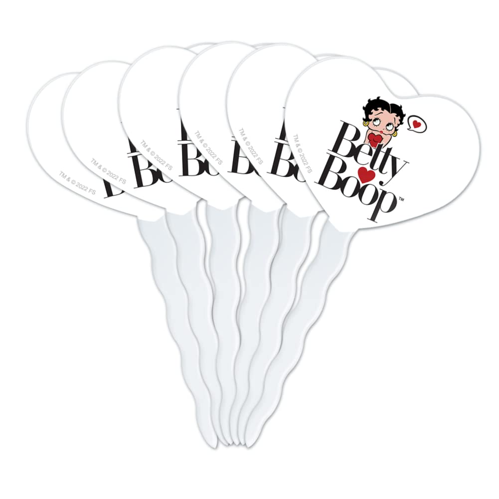 GRAPHICS & MORE Betty Boop Heart Logo Heart Love Cupcake Picks Toppers Decoration Set of 6