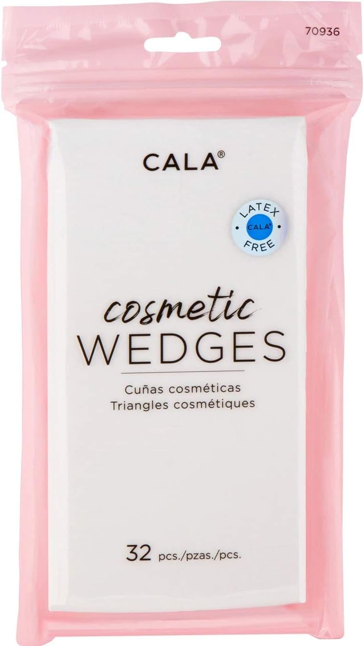 CALA Cosmetic Wedges Makeup Sponges, Soft Triangle Applicators for Liquid & Cream Foundation, Flat Sides + Precision Edges for Blending, Touch-Ups & Detail Work, 32 Count
