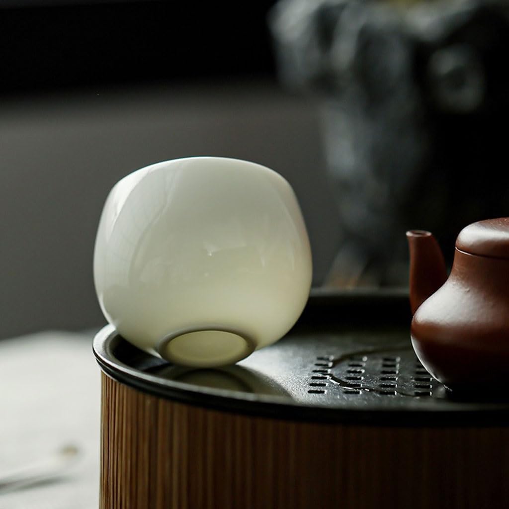 GSOUL Kungfu Tea cup Single Kung Fu Porcelain Drinking Tea Cup Small Ceramic Personal Host White Handmade Small Tea Cups