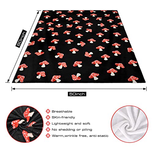 Tiosggd Mushroom Blanket All Season Throw Blanket Black Cute Cartoon Mushrooms Quilt Throw Kids Birthday Gift Blanket Fleece Flannel Plush Super Soft Bed Throw For Sofa Couch 60''X50'' #TOP4