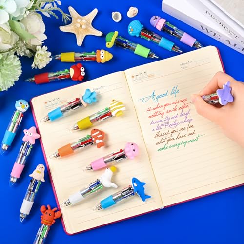 50 bolígrafos 4 en 1 con motivos marinos multicolor miniatura 4