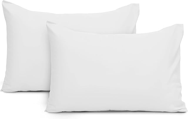 Imperial Rooms Pillow Cases 2 Pack Brushed Microfibre Pillow Covers (White, Pillow Cases 2 Pack)