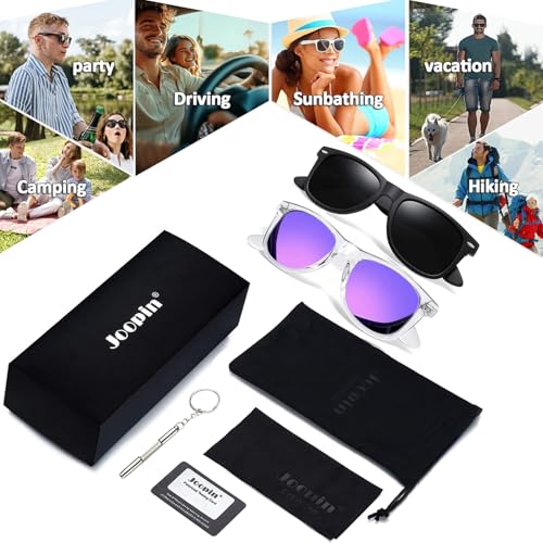 Image of Joopin Square Sunglasses Polarized UV400 Designer Sun Glasses Men Women | Oversized, Plastic Frame, Retro, Vintage, Unisex, Trendy Shades for Driving, Party, Fishing, Business, Costume