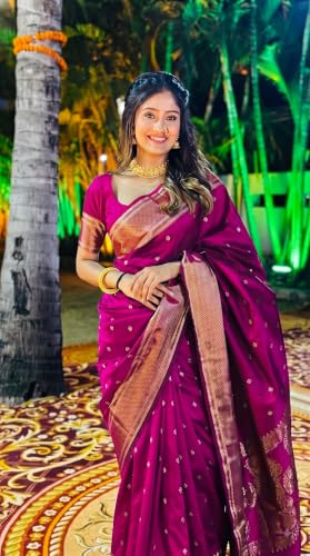 Image of C J Enterprise Women's Banarasi Saree Pure Kanjivaram Style Silk Saree With Blouse Piece for Wedding (BS09)