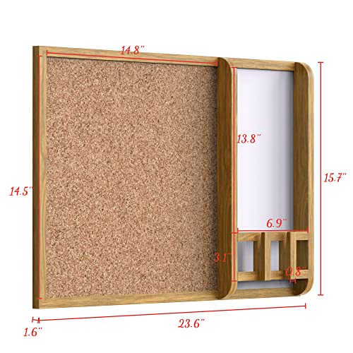 Selead Combination Whiteboard - Cork Board + Mail Organizer + Magnetic Dry Erase White Board, 16” X 24” Combo Bulletin Board With Key And Letter Holder, Home Office Wall Decor #TOP4
