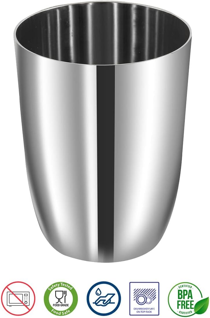 Vinod Stainless Steel Glass Set of 12 - Premium Metal Cups | Beer Glasses | Juice Glass