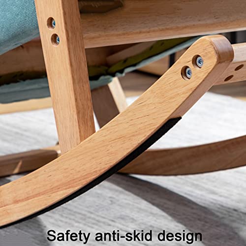 Cadeira de balanço estofada, cadeira de balanço com estrutura de madeira de borracha e almofada remo