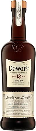 Dewar's 18 Year Old Blended Scotch Whisky con Lata de Regalo, 40% ABV, 700ml, Madurado en Barricas de Roble Vintage, 70cl