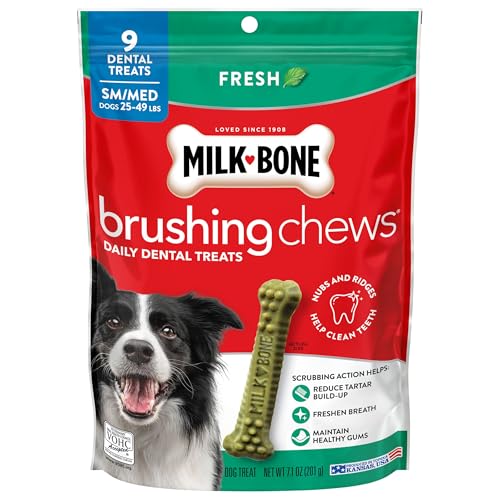 Brushing Chews Original Chicken Flavor Daily Dental Dog Treats, Small/Medium, 7.1 Oz. Bag