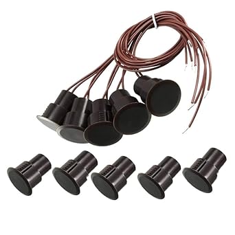 Magnetic Reed Switch RC-36 NC Recessed Wired Door Window Alarm, Magneti Door Switch, Contact Sensor, for Home Security and Burglar Alarm Magnetic Reed Switch,Sets of 5 Brown
