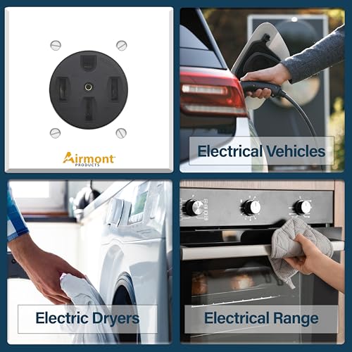 NEMA 14-50R Receptacle with 2-Gang Wall Plate – 50 Amp 125/250V Outlet for EV Chargers, RVs, Dryers – UL Listed, 3-Pole 4-Wire, Industrial Grade Socket with Metal Cover, Made in USA (White) by Airmont Products - Image 7