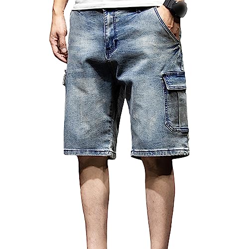 Short de motard en denim pour hommes DGKaxiyaHM en coton vieilli